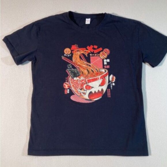 Romwe T-Shirt Medium Black X-Ray Great Ramen Fun Anime Graphic Tee - Picture 1 of 7